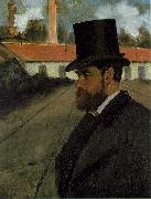 Edgar Degas Henri Rouart in front of his Factory oil